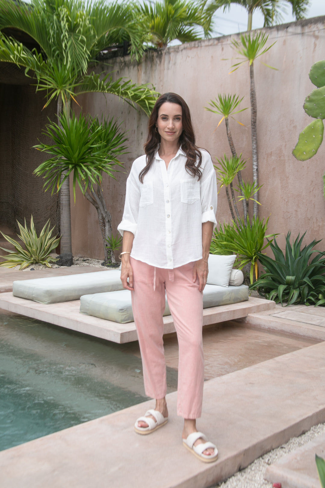 Carmen Cotton Striped Shirt - White