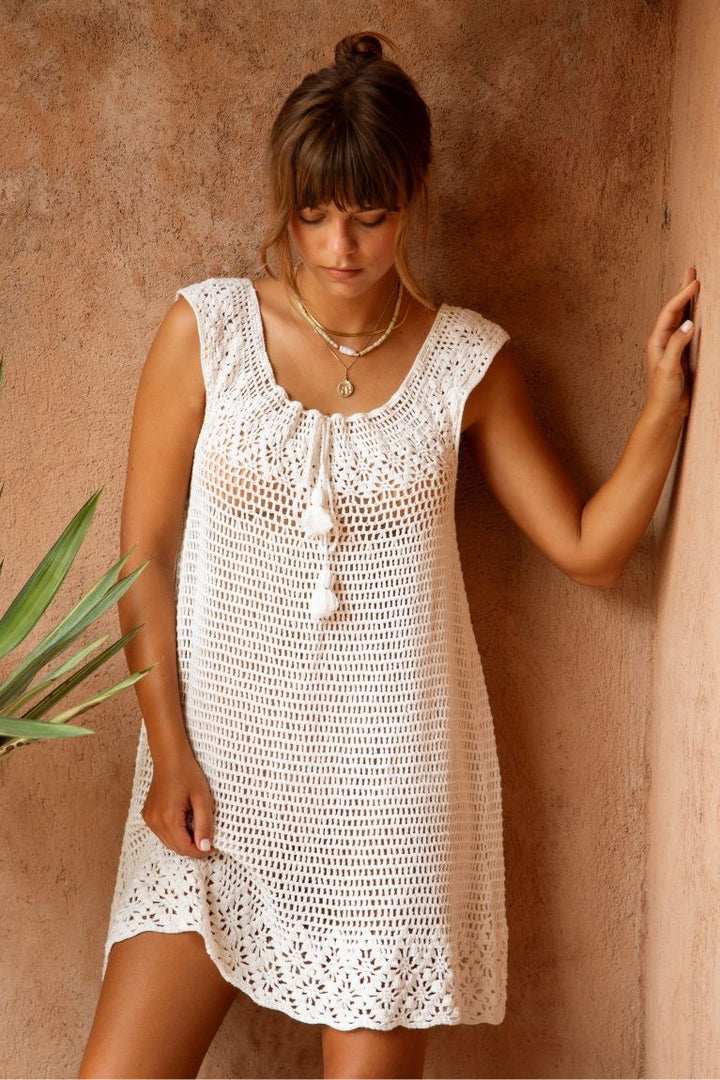 Maggie Crochet Mini Dress - Vanilla