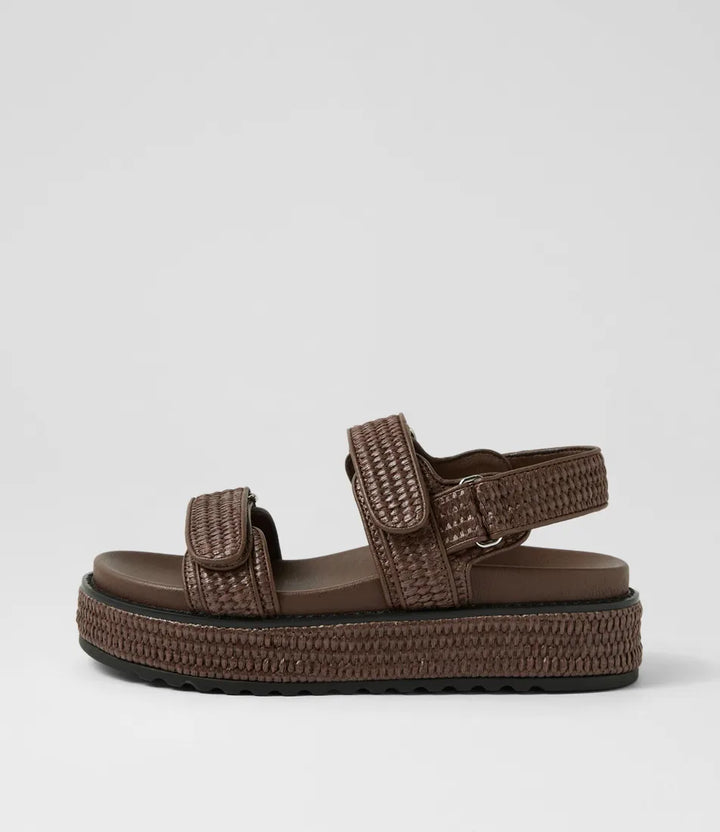 Bridgett Choc Woven Leather Sandals