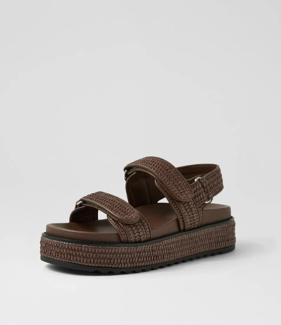 Bridgett Choc Woven Leather Sandals