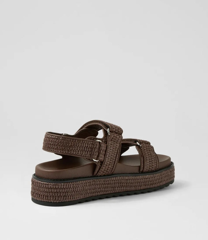Bridgett Choc Woven Leather Sandals