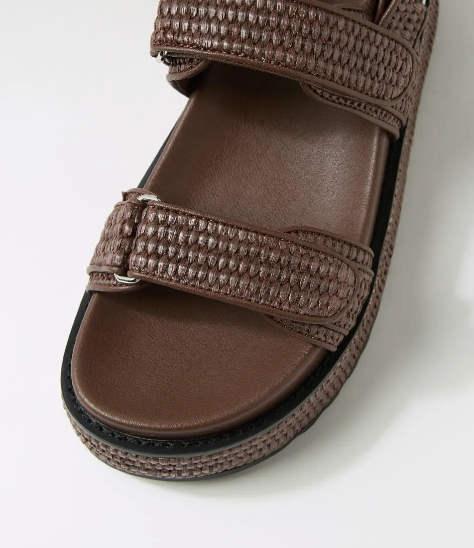 Bridgett Choc Woven Leather Sandals