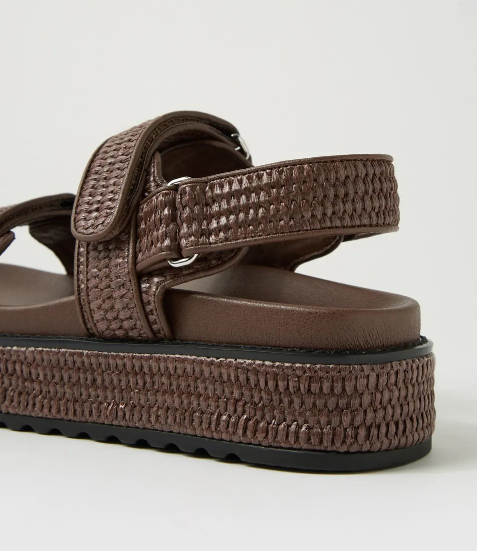 Bridgett Choc Woven Leather Sandals
