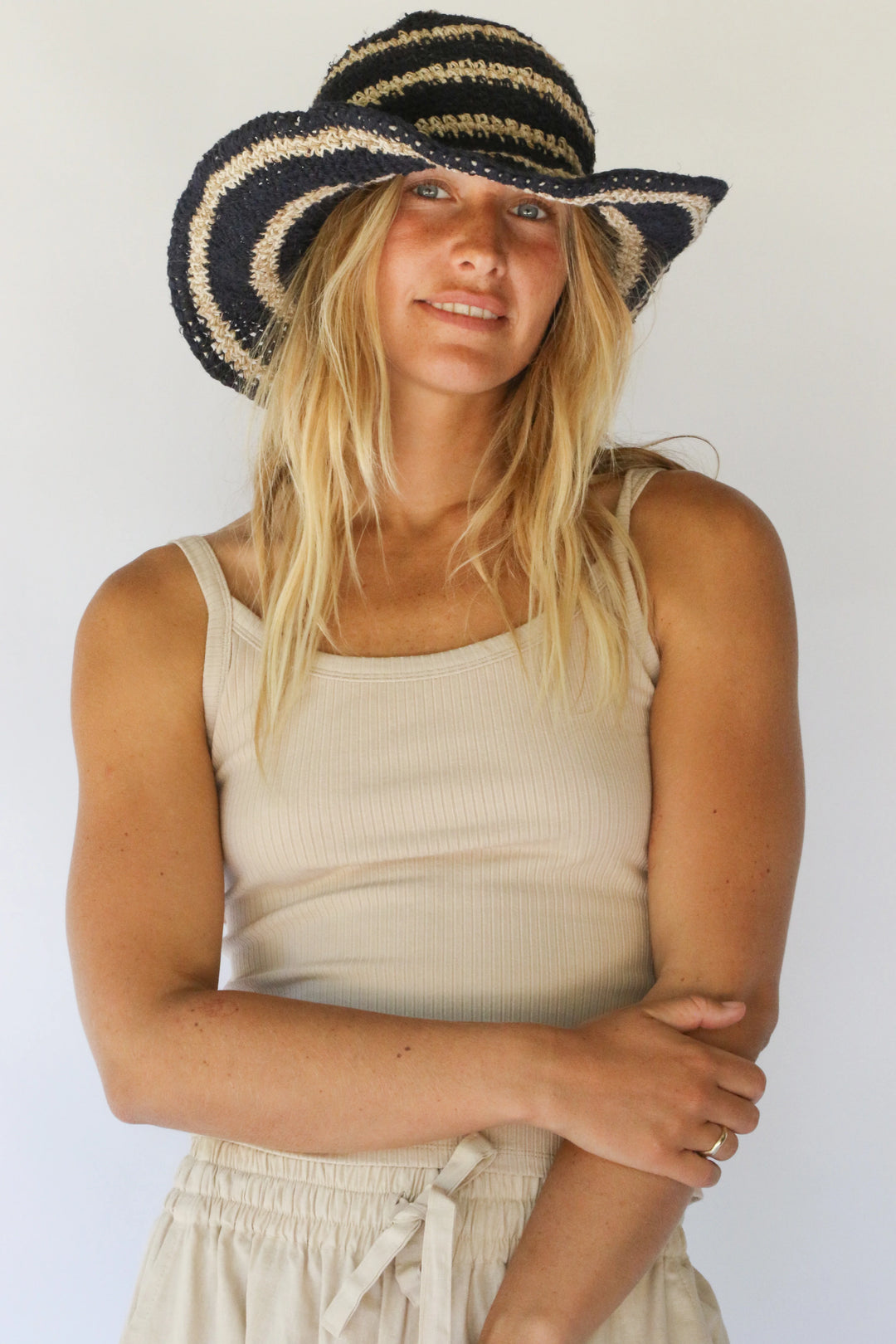 POLLY SHORT BRIM HAT | DRIFT STRIPE