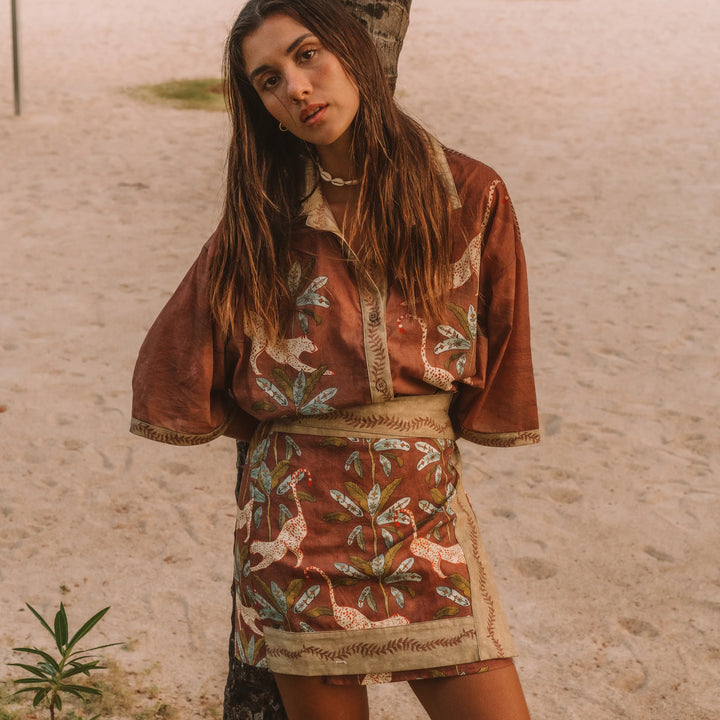 Eye of the Jungle Wrap Skirt - Hazel Brown