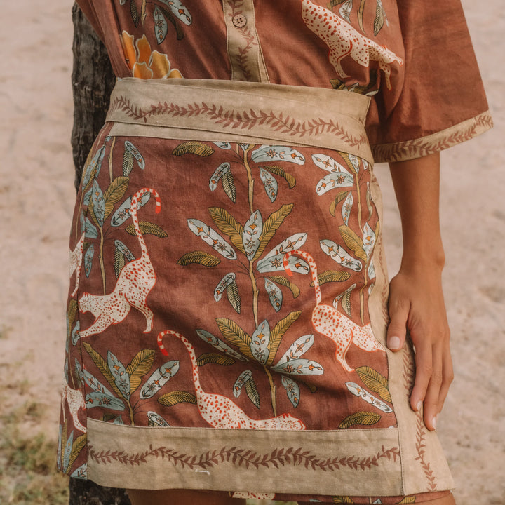 Eye of the Jungle Wrap Skirt - Hazel Brown