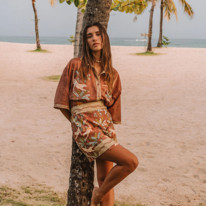 Eye of the Jungle Wrap Skirt - Hazel Brown