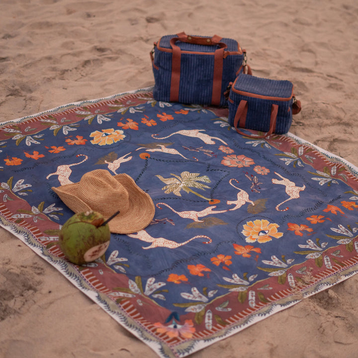 Eye of the Jungle Picnic Rug - Lagoon