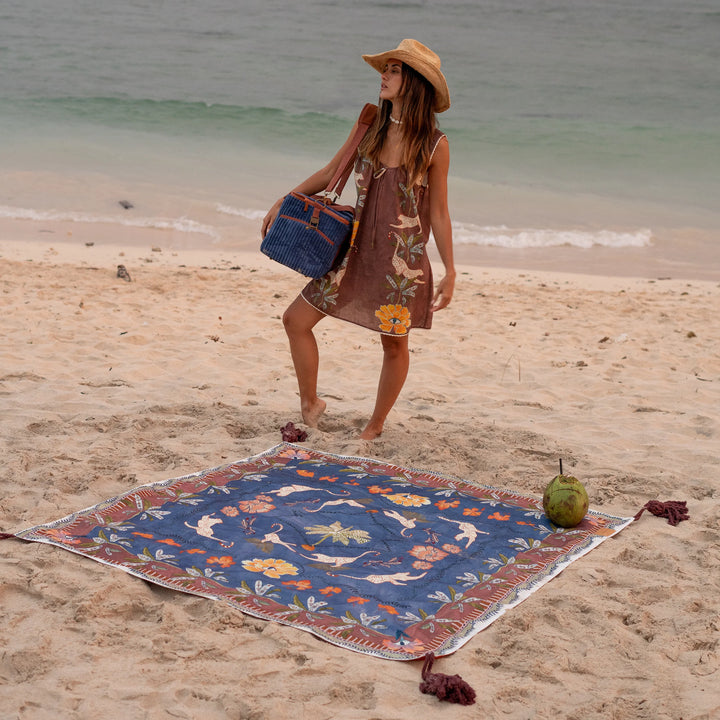 Eye of the Jungle Picnic Rug - Lagoon