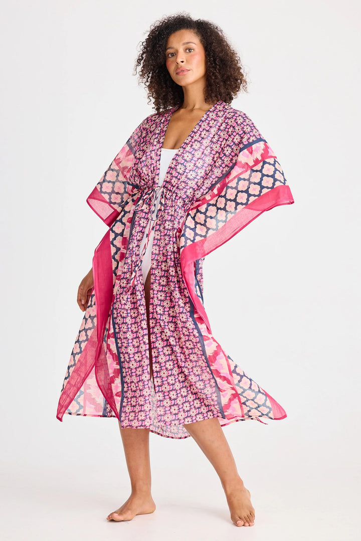 Asta Long Kaftan - Pink Floral