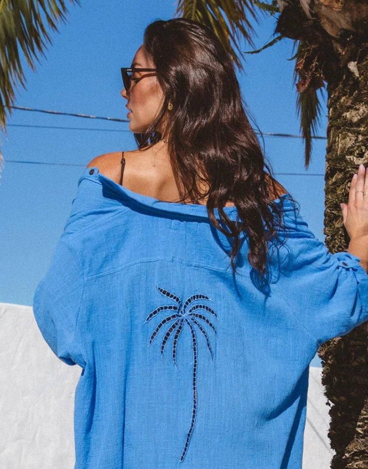 Palm Shirt Dress - Oceano