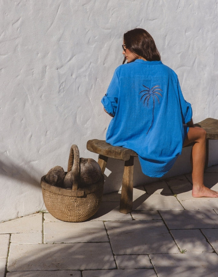 Palm Shirt Dress - Oceano
