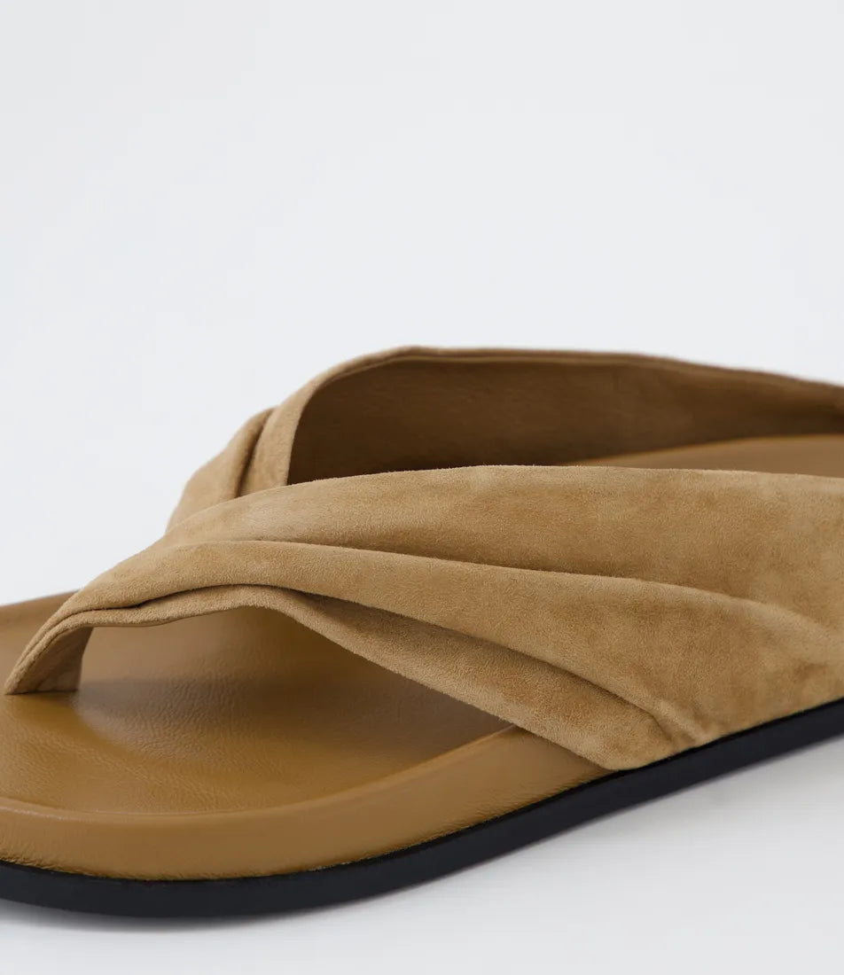 Hedley Coffee Suede Thongs
