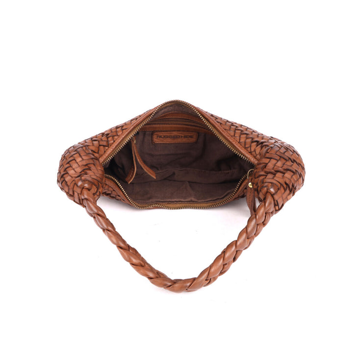 Windsor Woven Leather Shoulder Bag ~ Oak