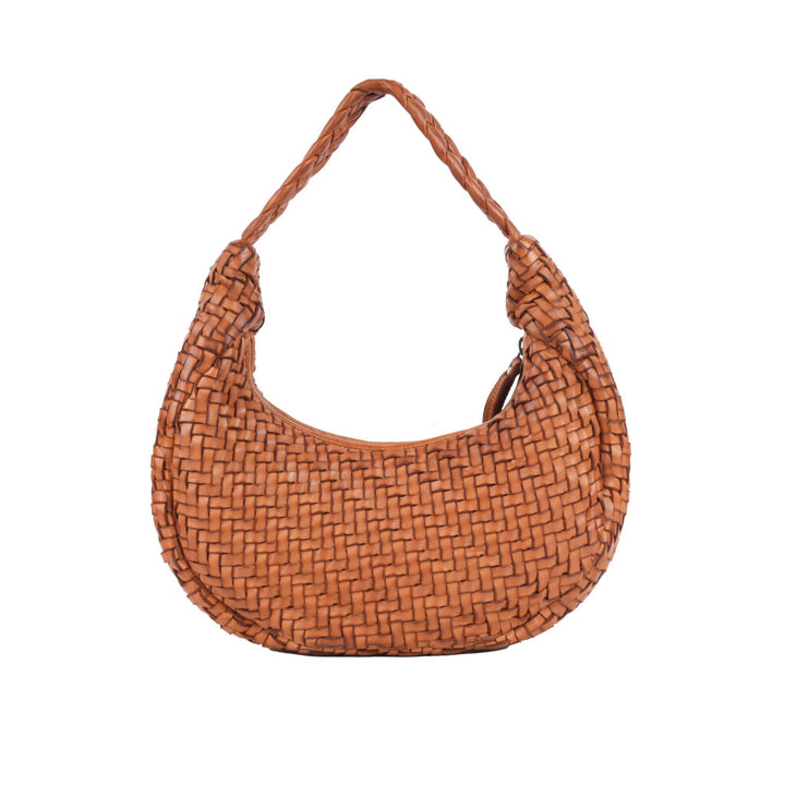 Windsor Woven Leather Shoulder Bag ~ Tan
