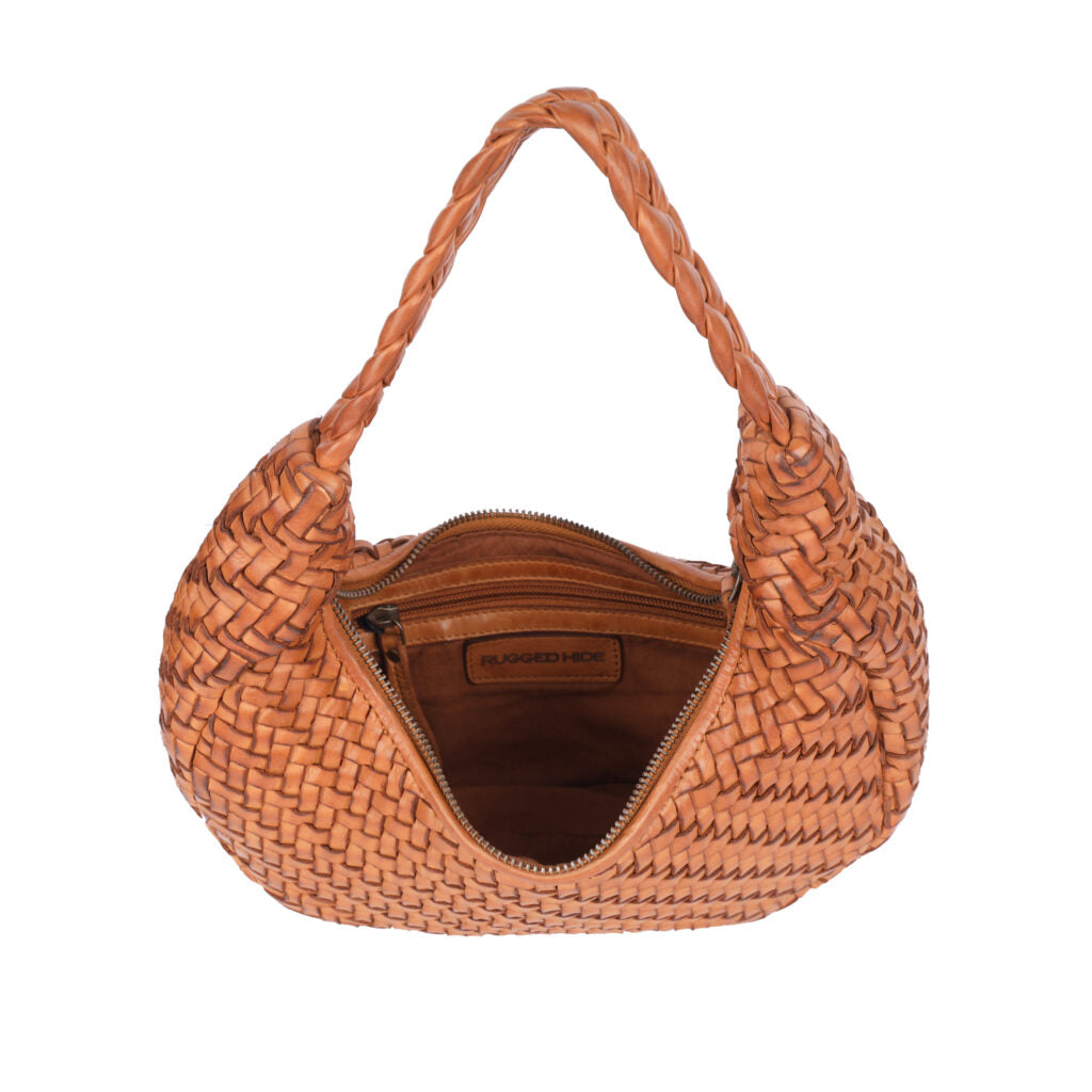 Windsor Woven Leather Shoulder Bag ~ Tan