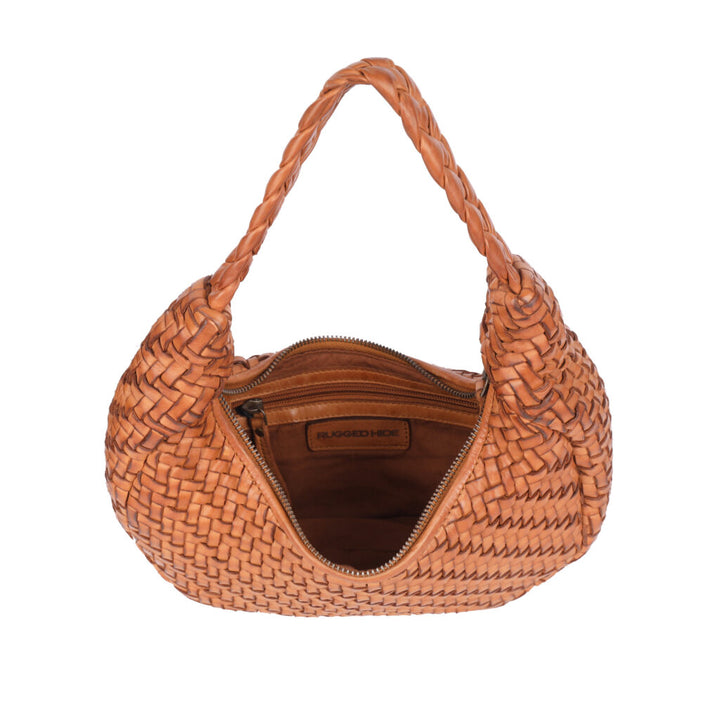 Windsor Woven Leather Shoulder Bag ~ Tan