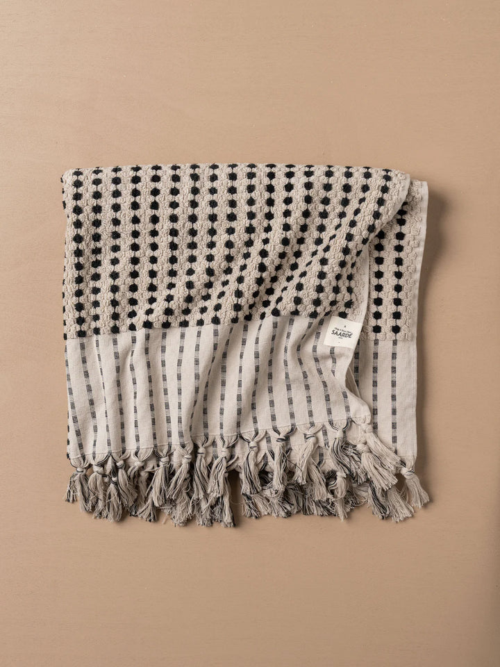 Chickpea Bath Sheet Collection - Stone/Black