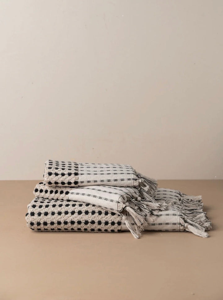 Chickpea Bath Sheet Collection - Stone/Black