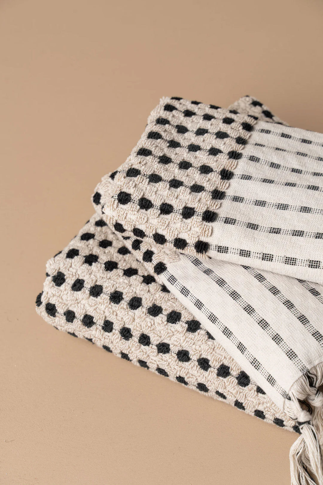 Chickpea Bath Sheet Collection - Stone/Black