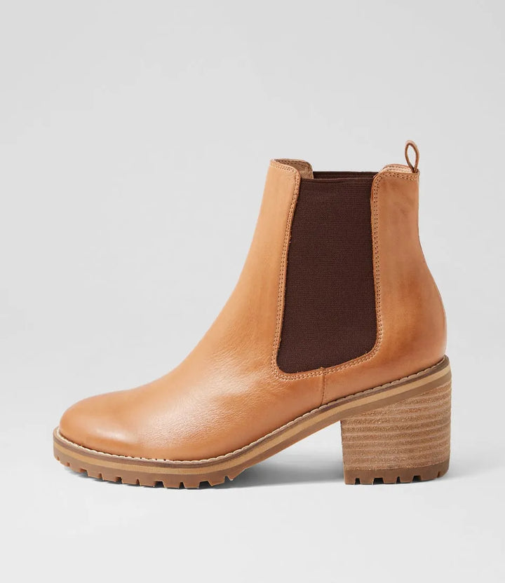 Biscoti Dark Tan Leather Chelsea Boots