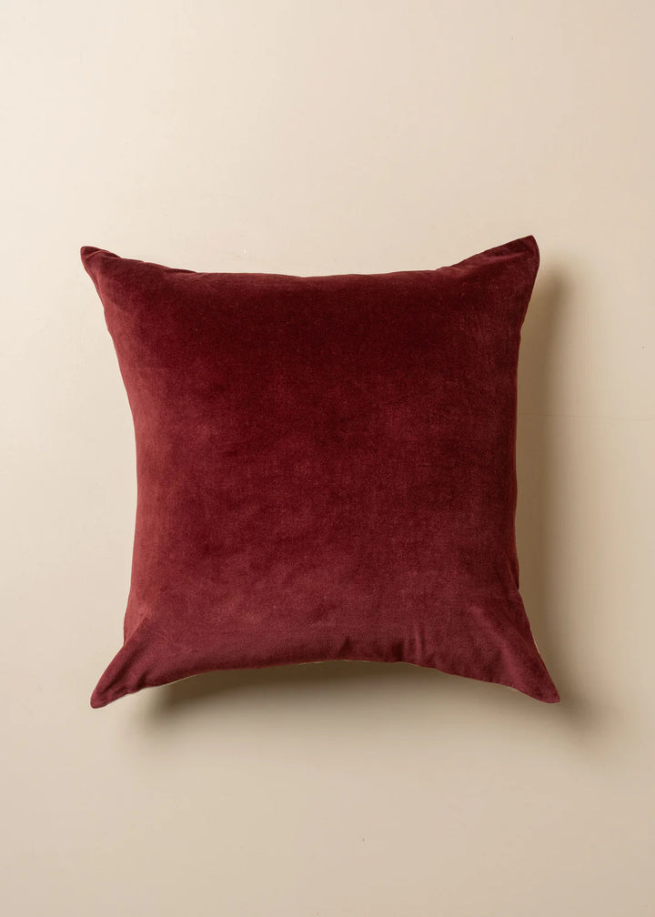 Linen / Velvet Cushion | Burgundy