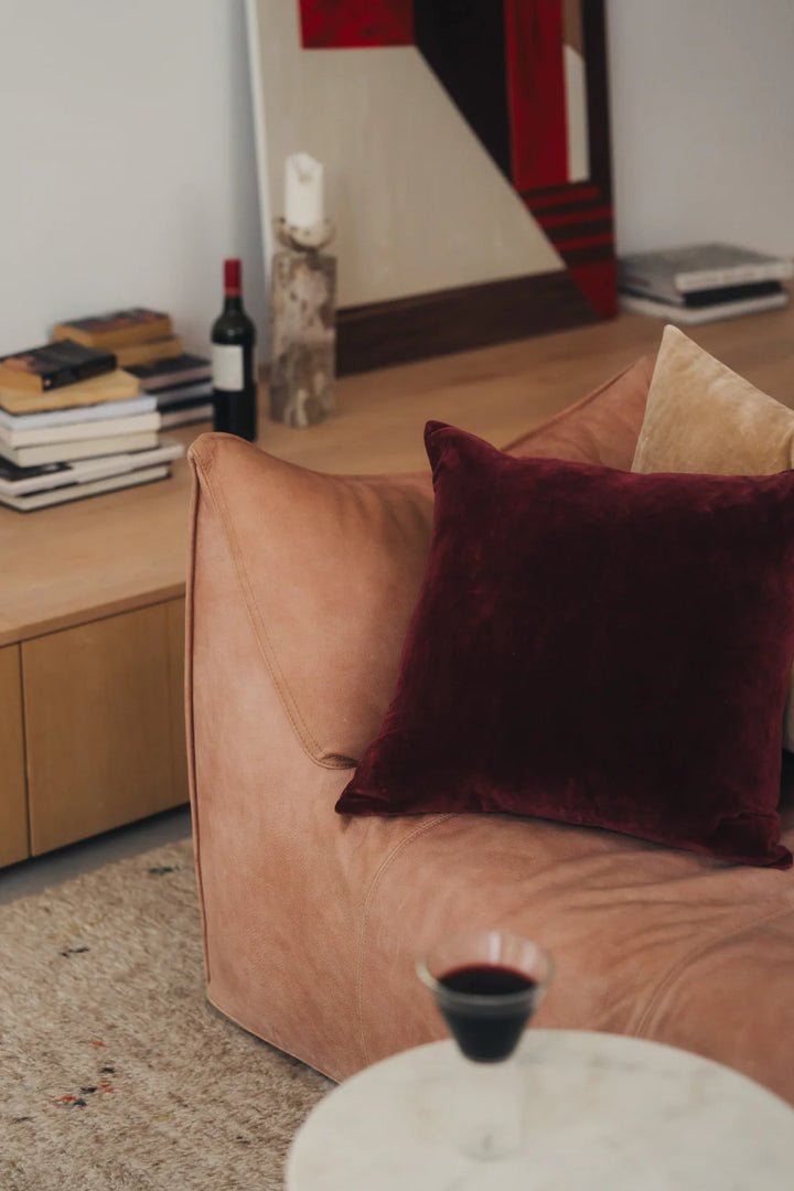 Linen / Velvet Cushion | Burgundy