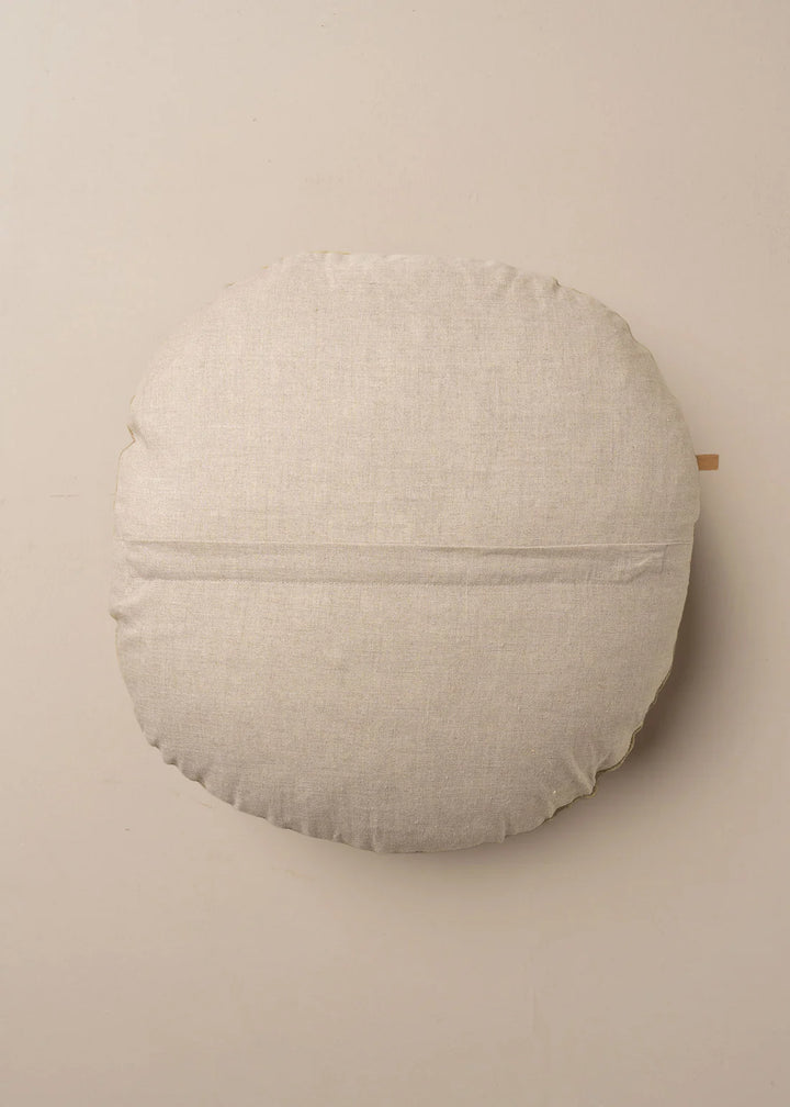 Linen / Velvet Round Cushion | Nutmeg