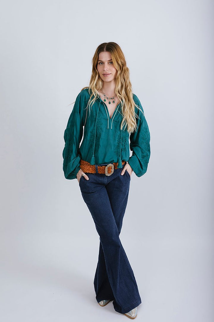 Desert Bloom Blouse - Emerald