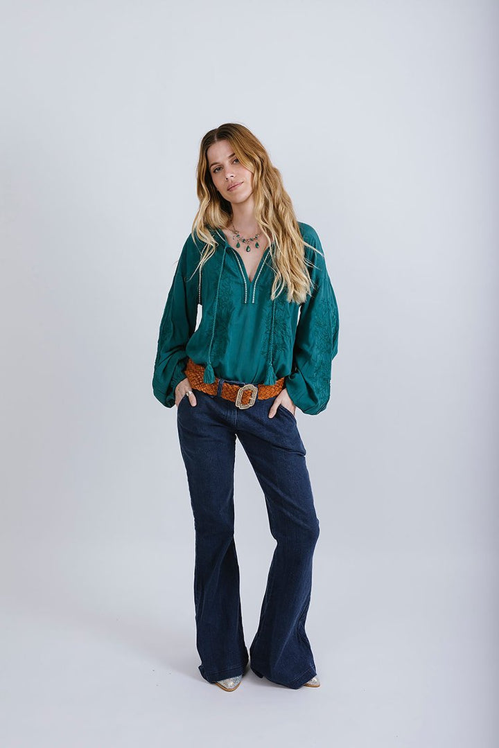 Desert Bloom Blouse - Emerald