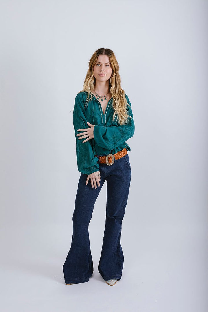 Desert Bloom Blouse - Emerald