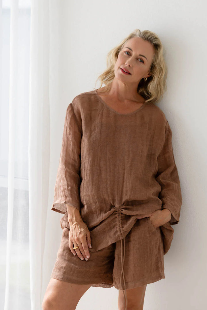Margot Linen Top - Clay