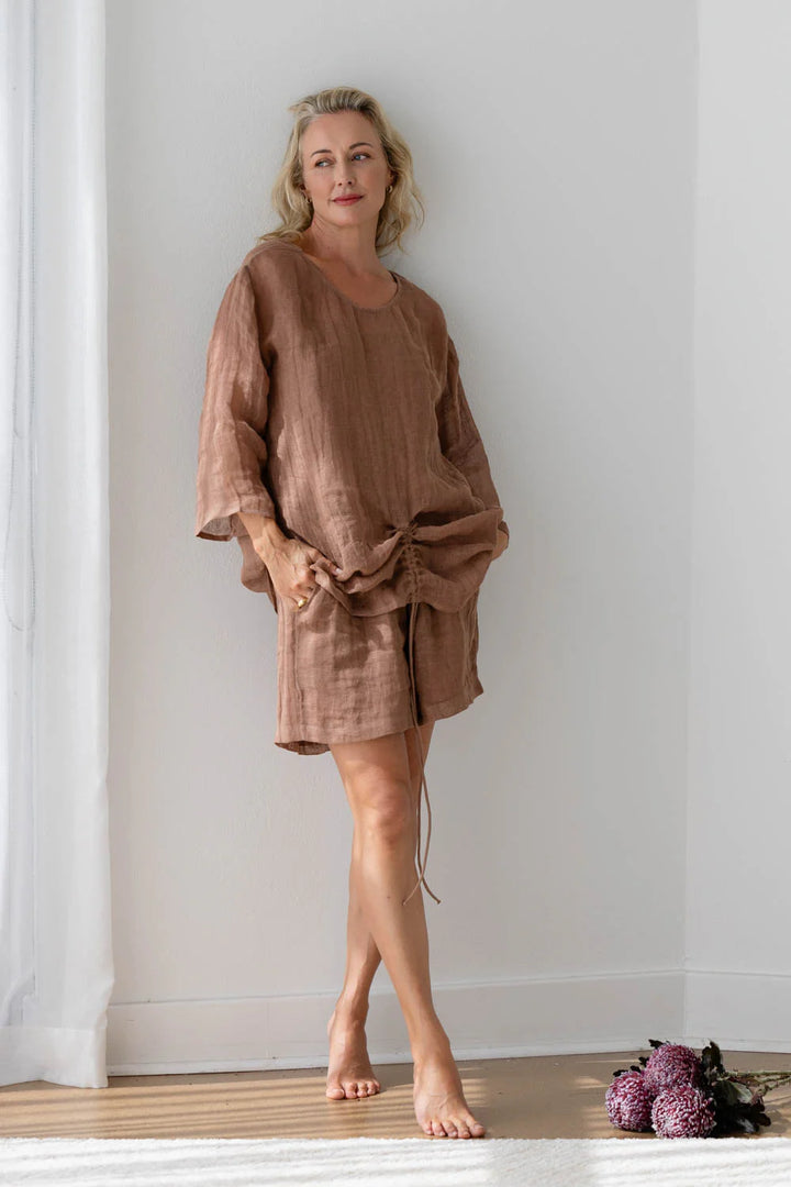 Margot Linen Top - Clay