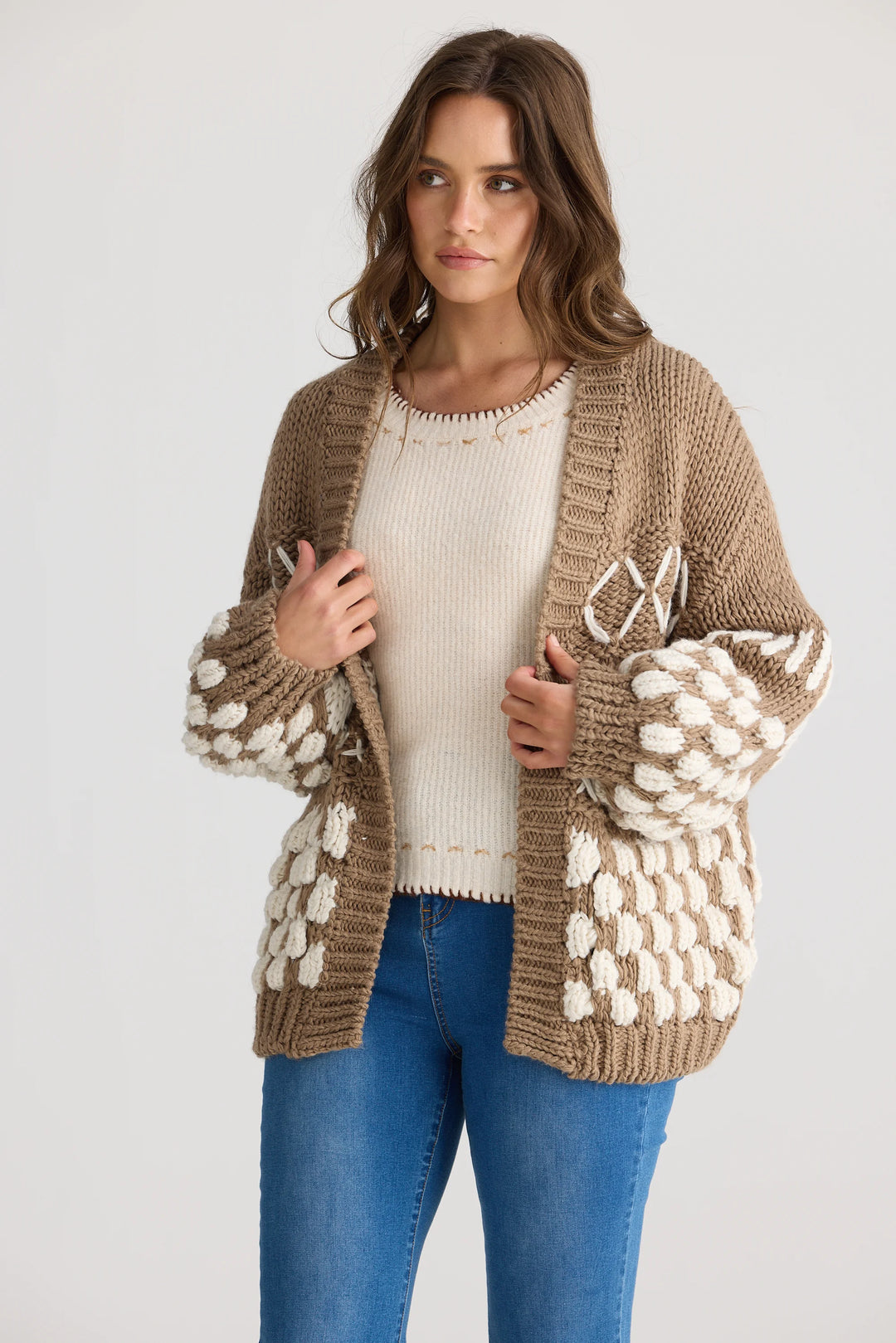 Colorado Cardigan - Mocha / Off White