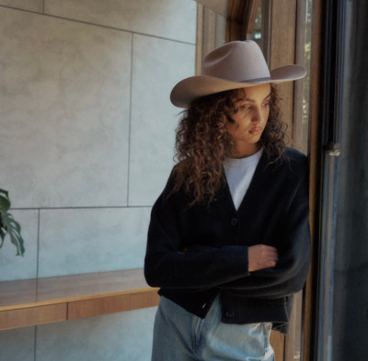 Americano Wool Felt Cowboy Fedora in Camel Brown