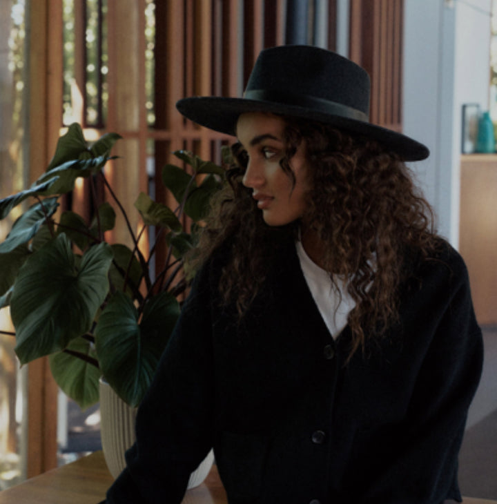 Santos Wool Felt Fedora in Charcoal Black
