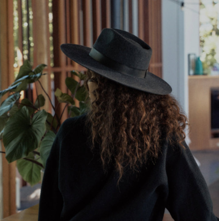 Santos Wool Felt Fedora in Charcoal Black