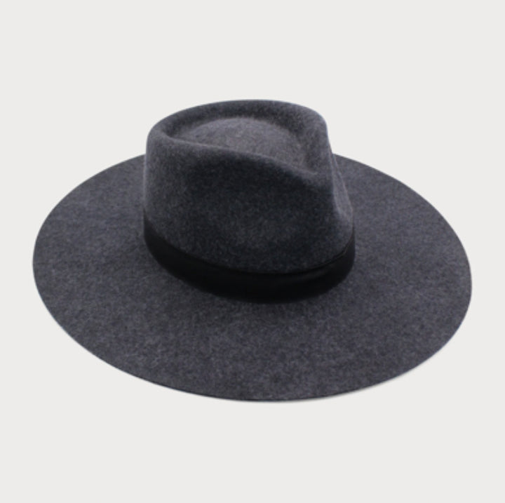 Santos Wool Felt Fedora in Charcoal Black
