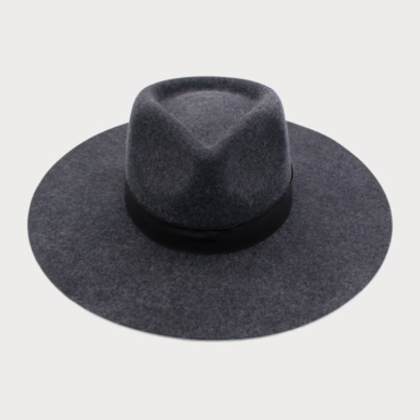 Santos Wool Felt Fedora in Charcoal Black