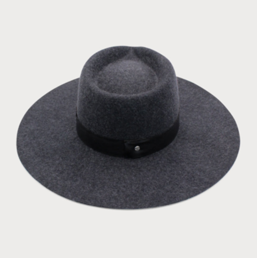 Santos Wool Felt Fedora in Charcoal Black