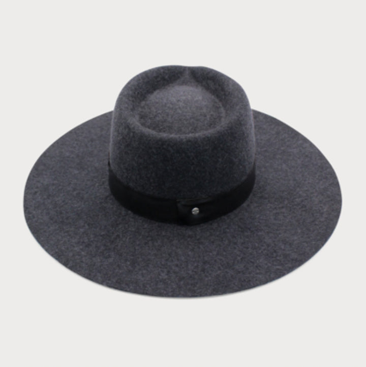 Santos Wool Felt Fedora in Charcoal Black