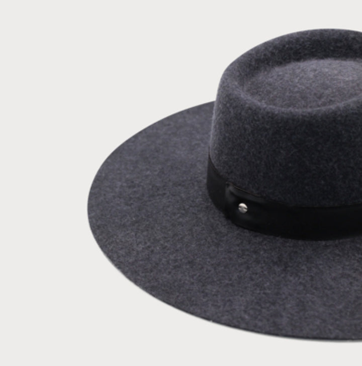 Santos Wool Felt Fedora in Charcoal Black