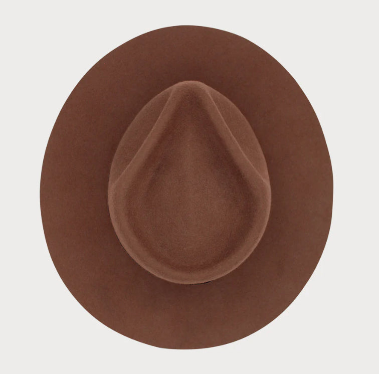 Calliope Wool Felt Fedora in Cinnamon Brown