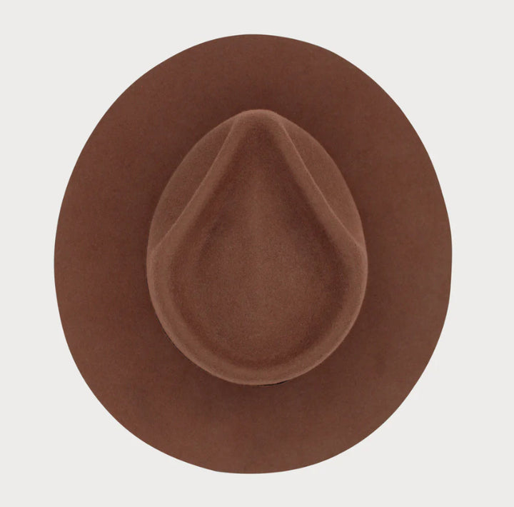 Calliope Wool Felt Fedora in Cinnamon Brown