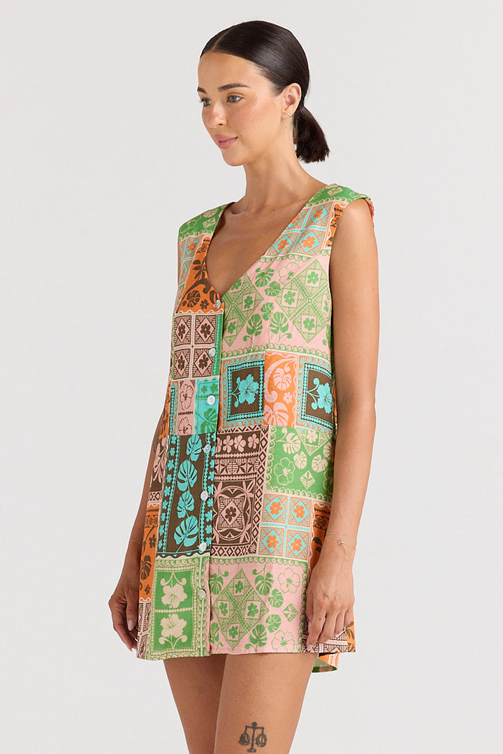 Ibisco V Button Up Dress - Sunset