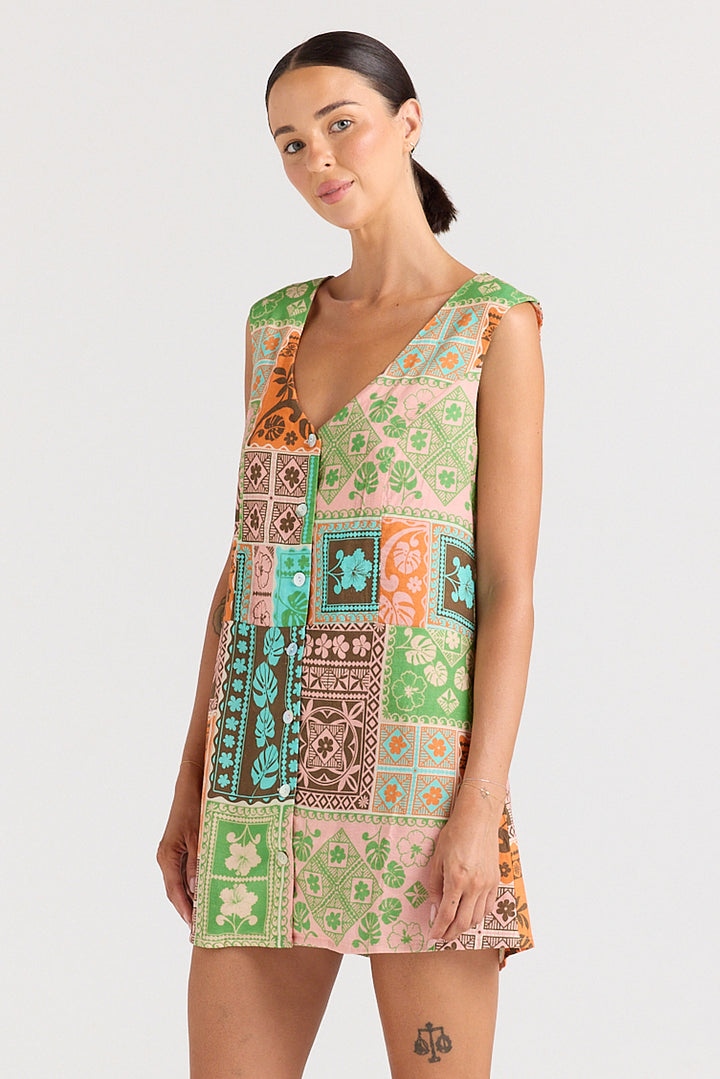 Ibisco V Button Up Dress - Sunset