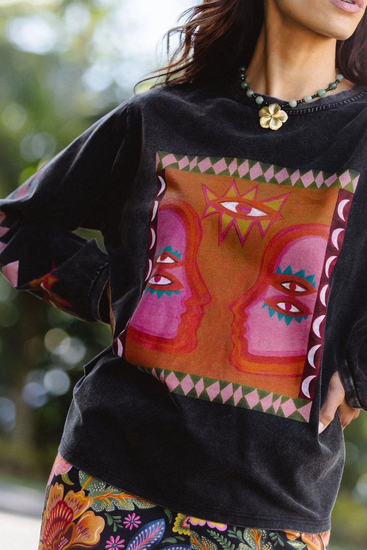 Luna Rosa long sleeve tee in Onyx