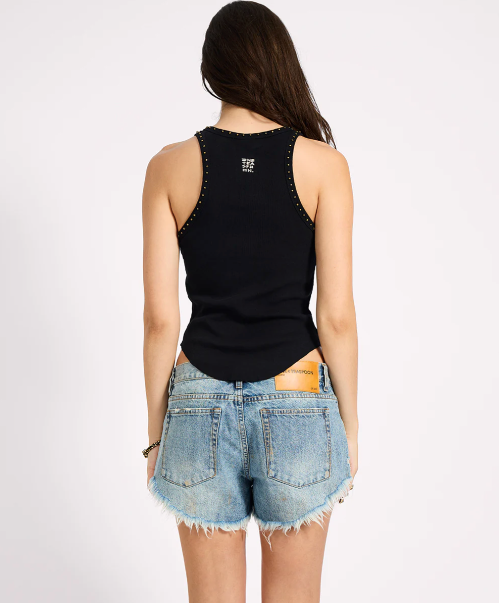 Hand Beaded Ramone Tank - Black