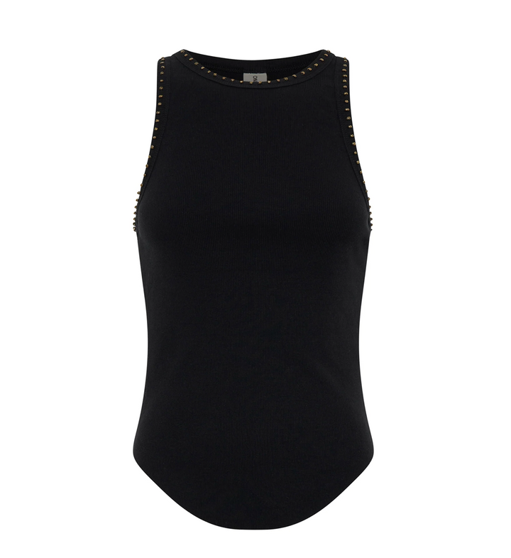 Hand Beaded Ramone Tank - Black