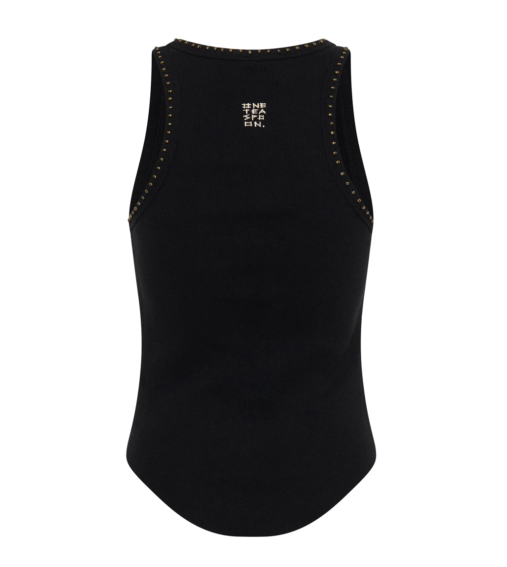 Hand Beaded Ramone Tank - Black